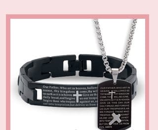 Our Father Prayer Pendant/Bracelet Set