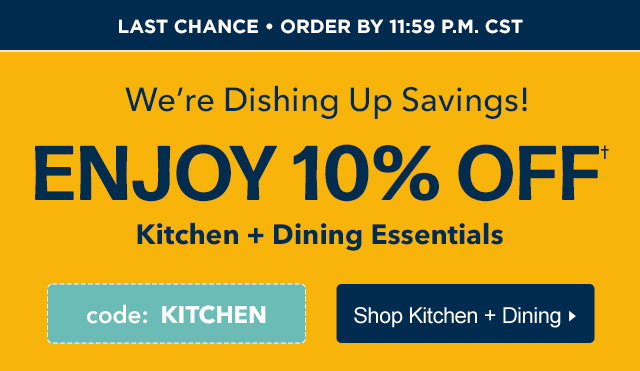 10% Off Kitchen + dining with code KITCHEN. Shop Now