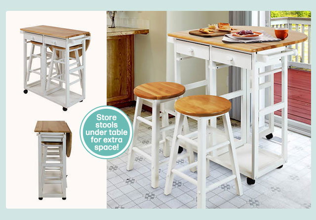 Casual Home Breakfast Table Cart With Stools