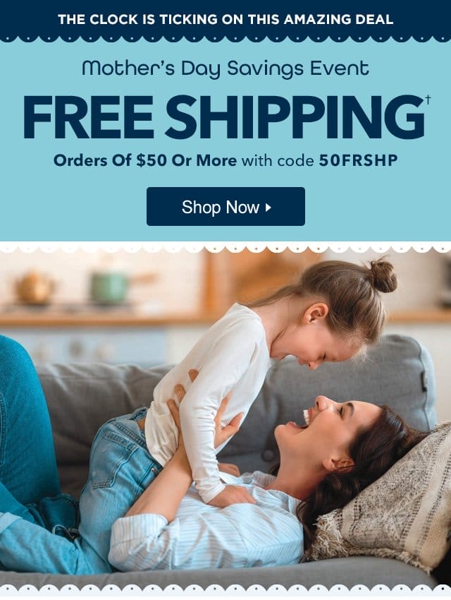 Free Shipping on orders of \\$50 or more with code 50FRSHP. Shop Now