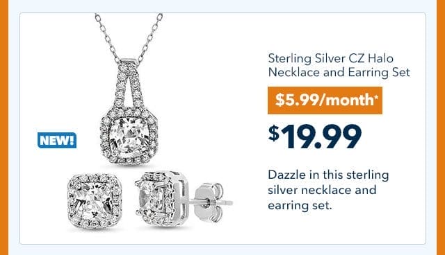 Sterling Silver CZ Halo Necklace and Earring Set