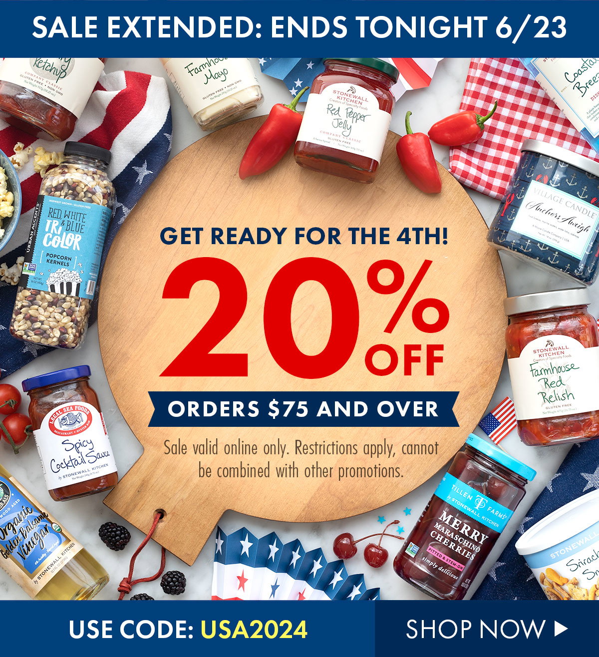 Get Ready for the 4th! 20% Off Orders \\$75 And Over