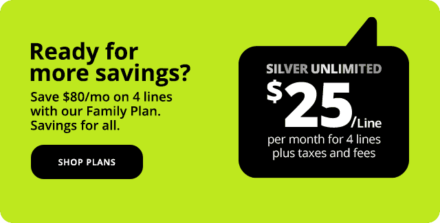 Ready for more savings? Save up to \\$80/mo on 4 lines with our Family plan. Savings for all.