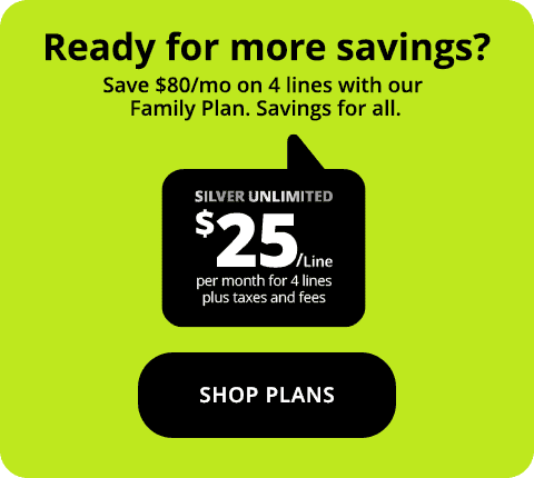 Ready for more savings? Save up to \\$80/mo on 4 lines with our Family plan. Savings for all.