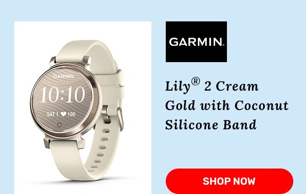 Garmin Lily 2 Cream Gold with Coconut Silicone Band