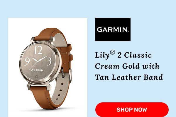 Garmin Lily 2 Classic Cream Gold with Tan Leather Band