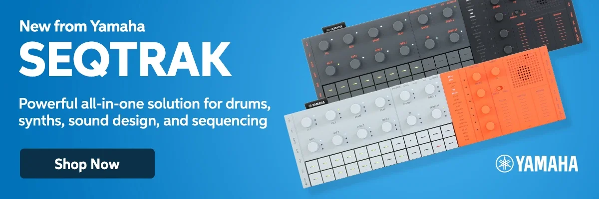 New from Yamaha: SEQTRAK. Powerful all-in-one solution for drums, synths, sound design, and sequencing. Shop now.