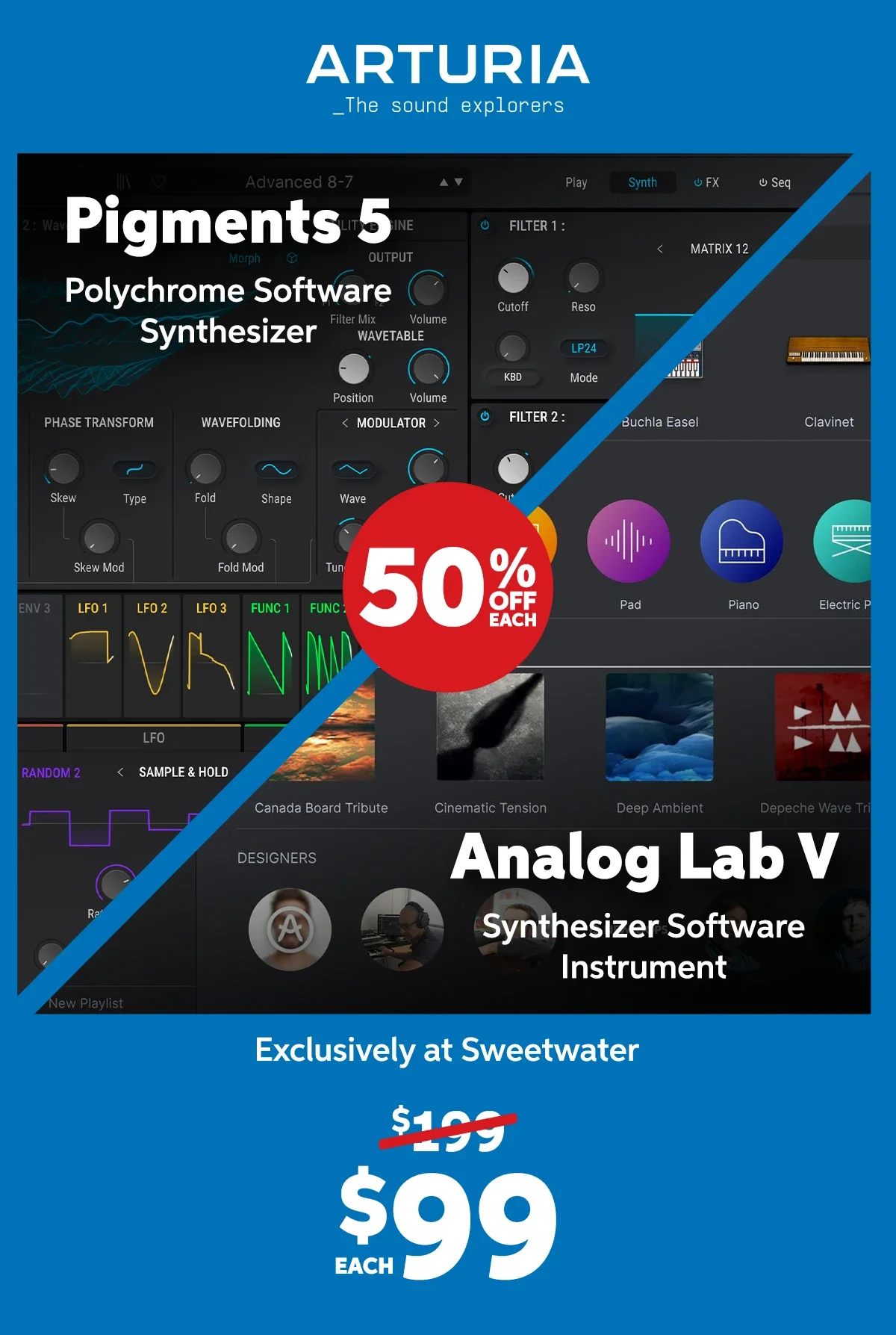 50% Off - Arturia Pigments 5 and Analog Lab V. Shop Now.