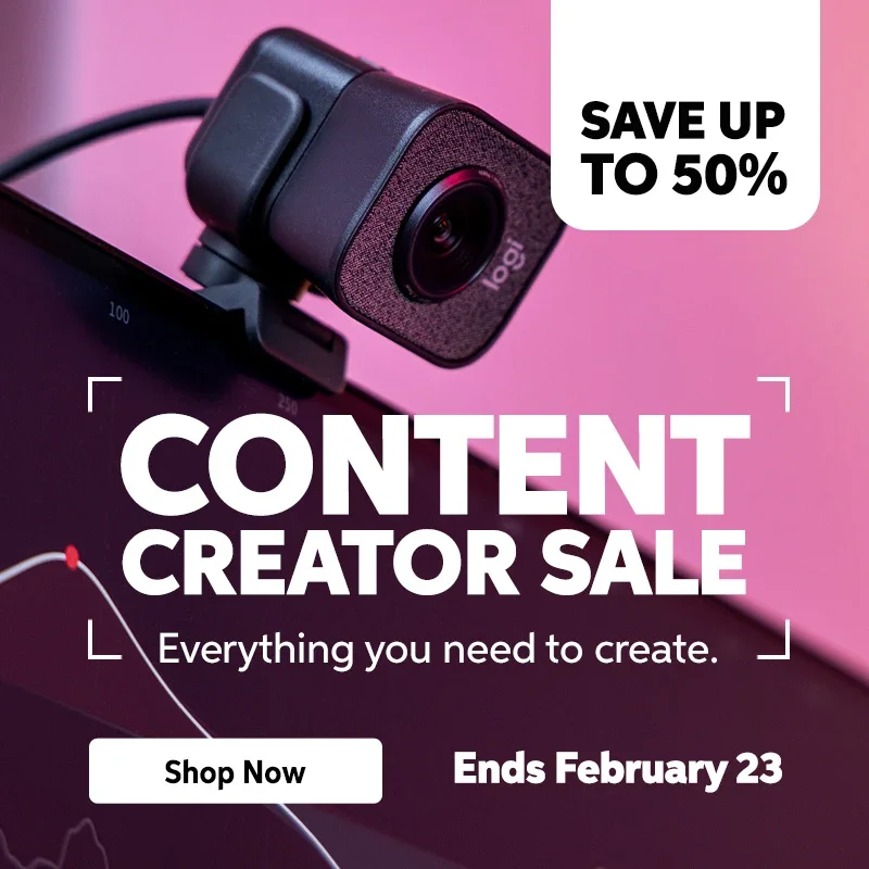 Content Creator Sale: Everything you need to create. Save up to 50%. Ends February 23. Shop now.