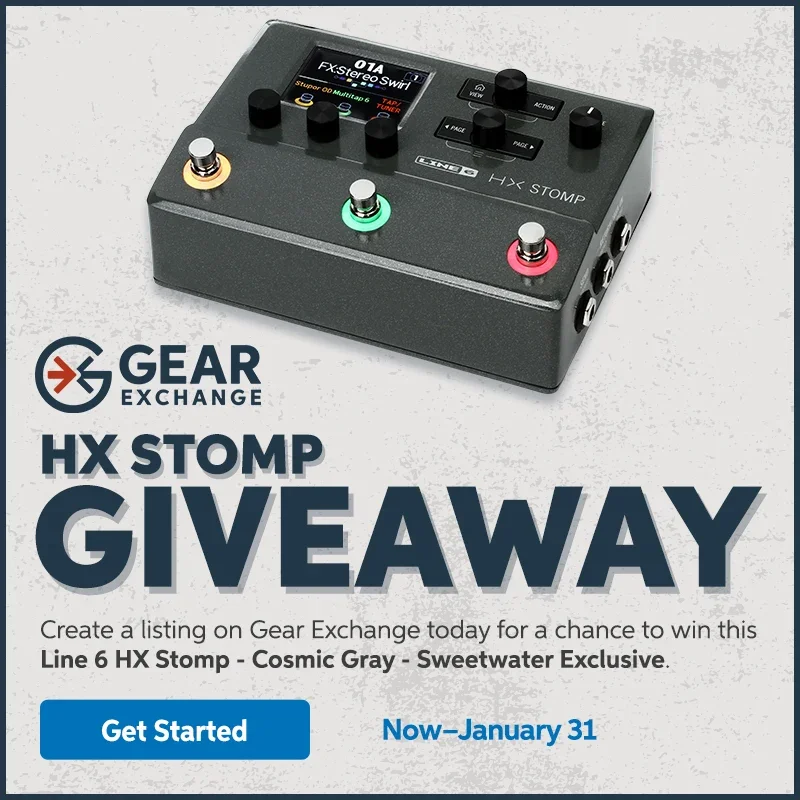 Gear Exchange HX Stomp giveaway. Create a listing on Gear Exchange today for a chance to win this Line 6 HX Stomp – Cosmic Gray – Sweetwater exclusive. Now through January 31. Get started.