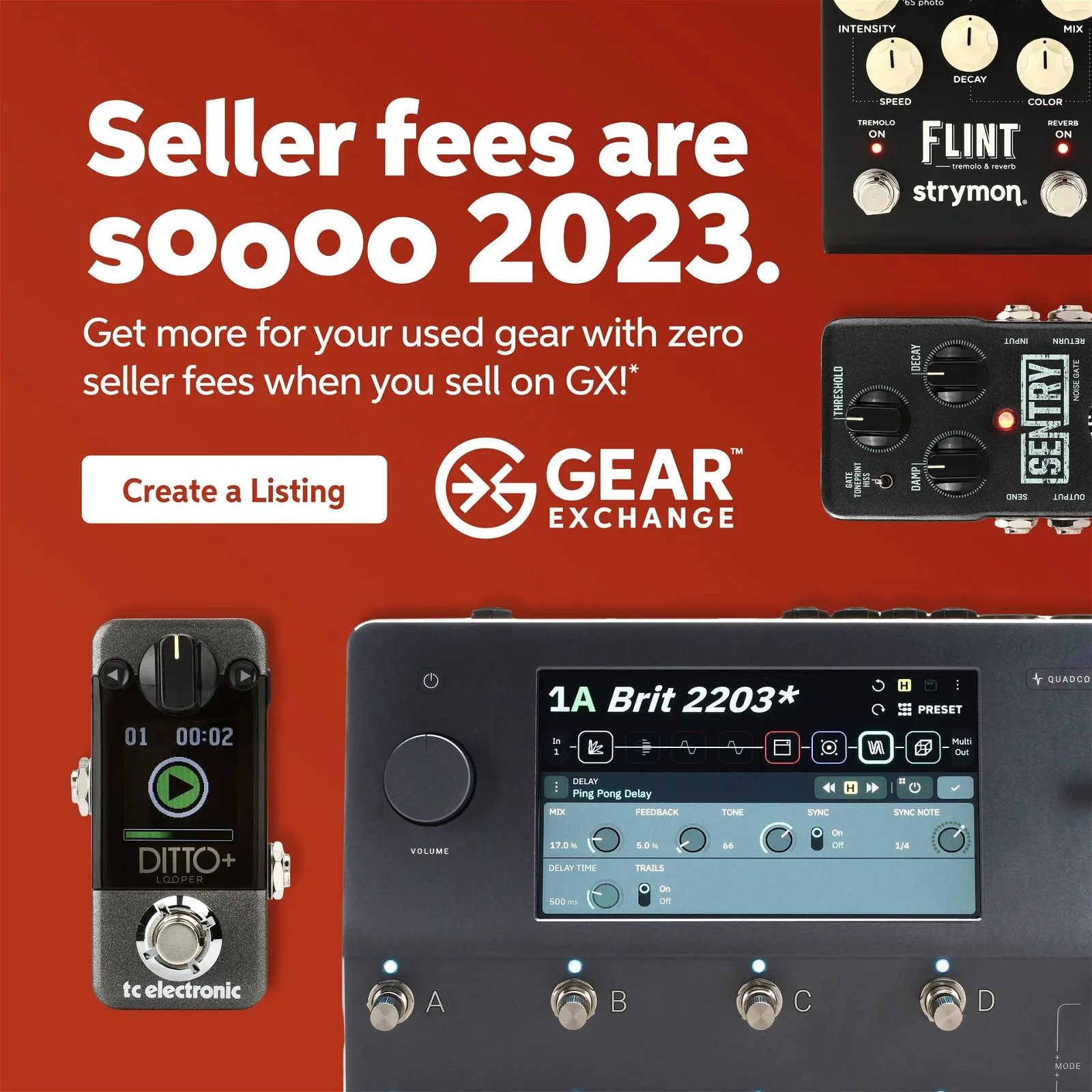 Seller fees are so 2023. Get more for your gear with zero seller fees when you sell on GX! Create a listing.