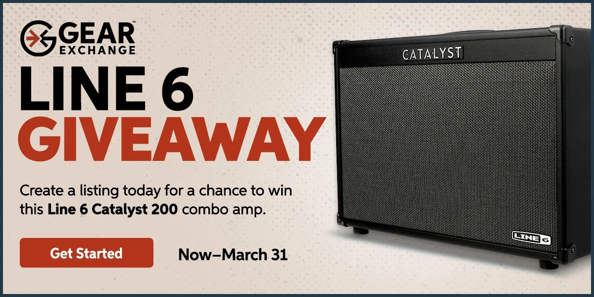 Gear Exchange Line 6 giveaway. Create a listing today for a chance to win this Line 6 Catalyst 200 combo amp. Now through March 31. Get started.