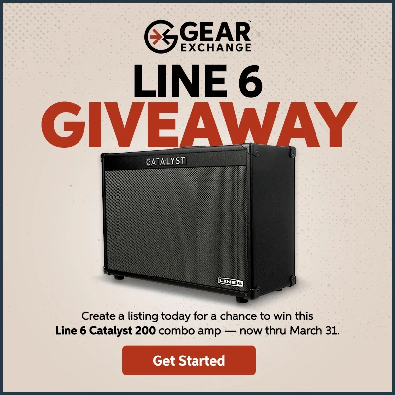 Gear Exchange Line 6 giveaway. Create a listing today for a chance to win this Line 6 Catalyst 200 combo amp. Now through March 31. Get started.