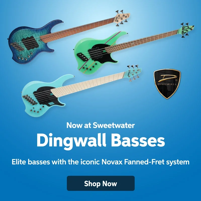 Now at Sweetwater: Dingwall basses. Elite basses with the iconic Novax Fanned-Fret system. Shop now.