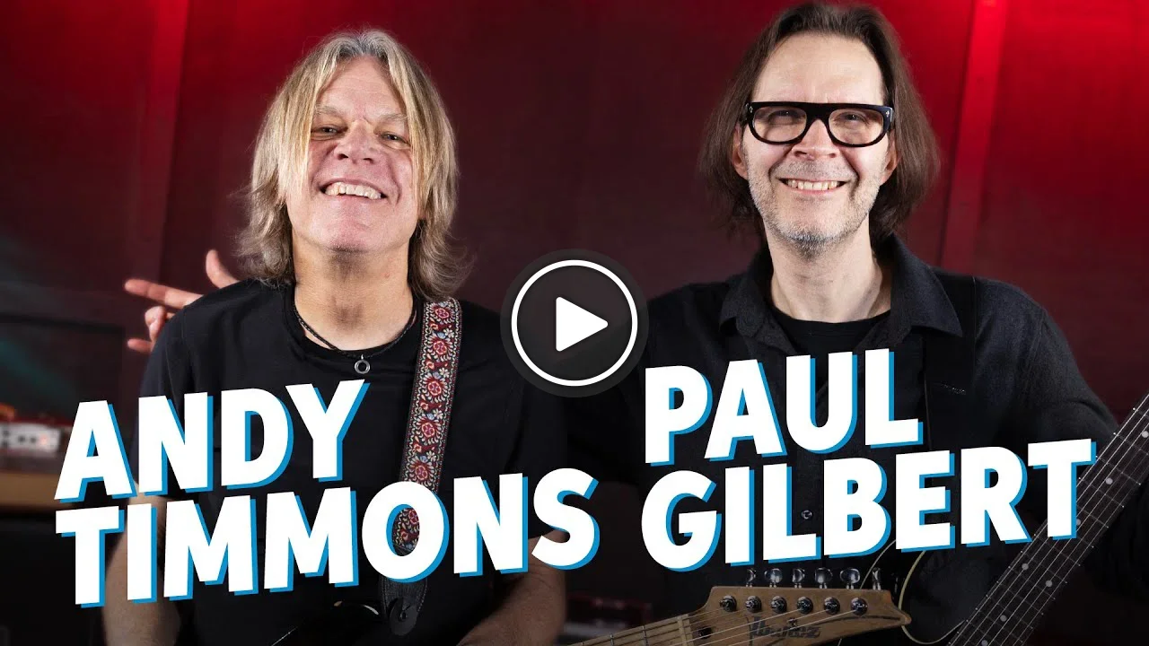 Video: Riffin’ with Paul Gilbert & Andy Timmons: Choppin’ Riffs, Trading Tales & Gear Galore. Watch now.