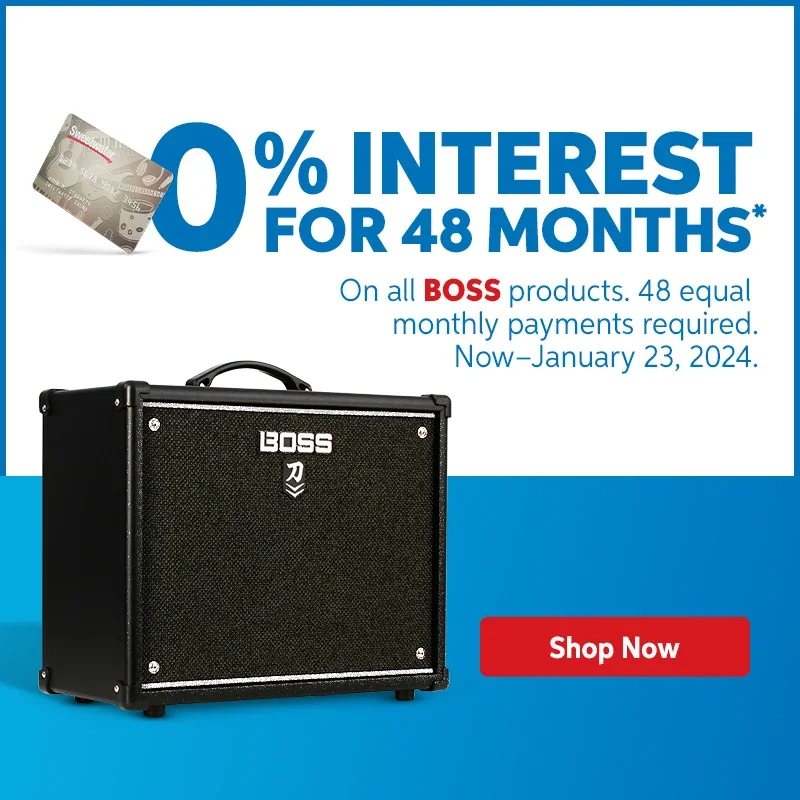 0% interest for 48 months on all BOSS products. 48 equal monthly payments required. Now through January 23, 2024. Shop now.