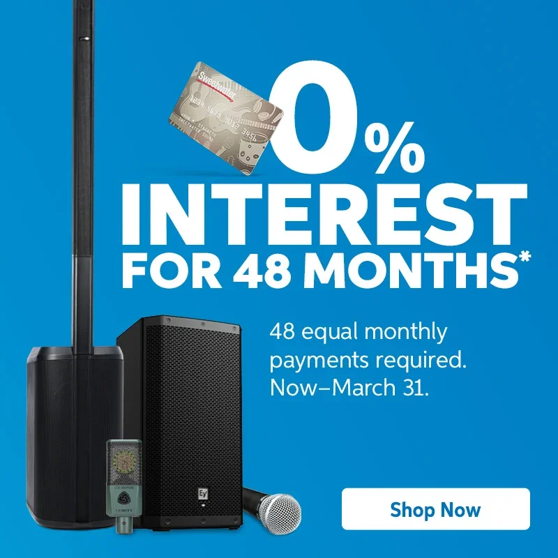 0% interest for 48 months. 48 equal monthly payments required. Now through March 31. Shop now.