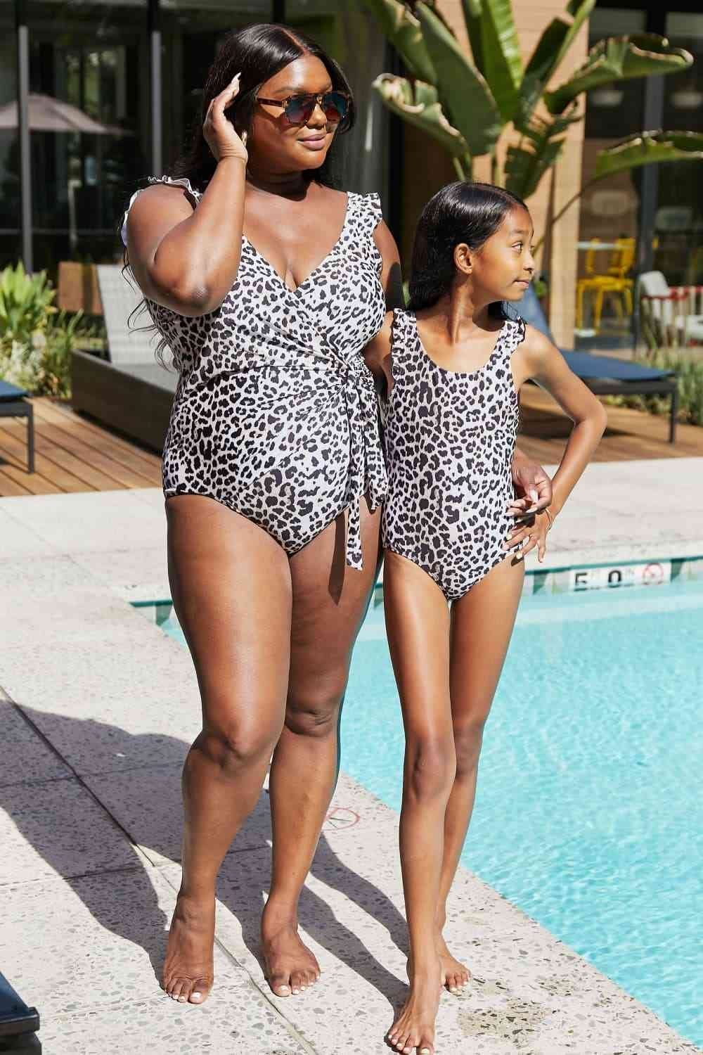 Float On Ruffle Faux Wrap One-Piece Women's Swimsuit in Cat