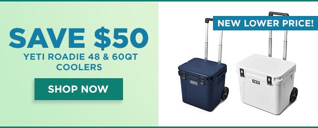 Save \\$50 on Yeti Roadie 48 & 60qt Coolers