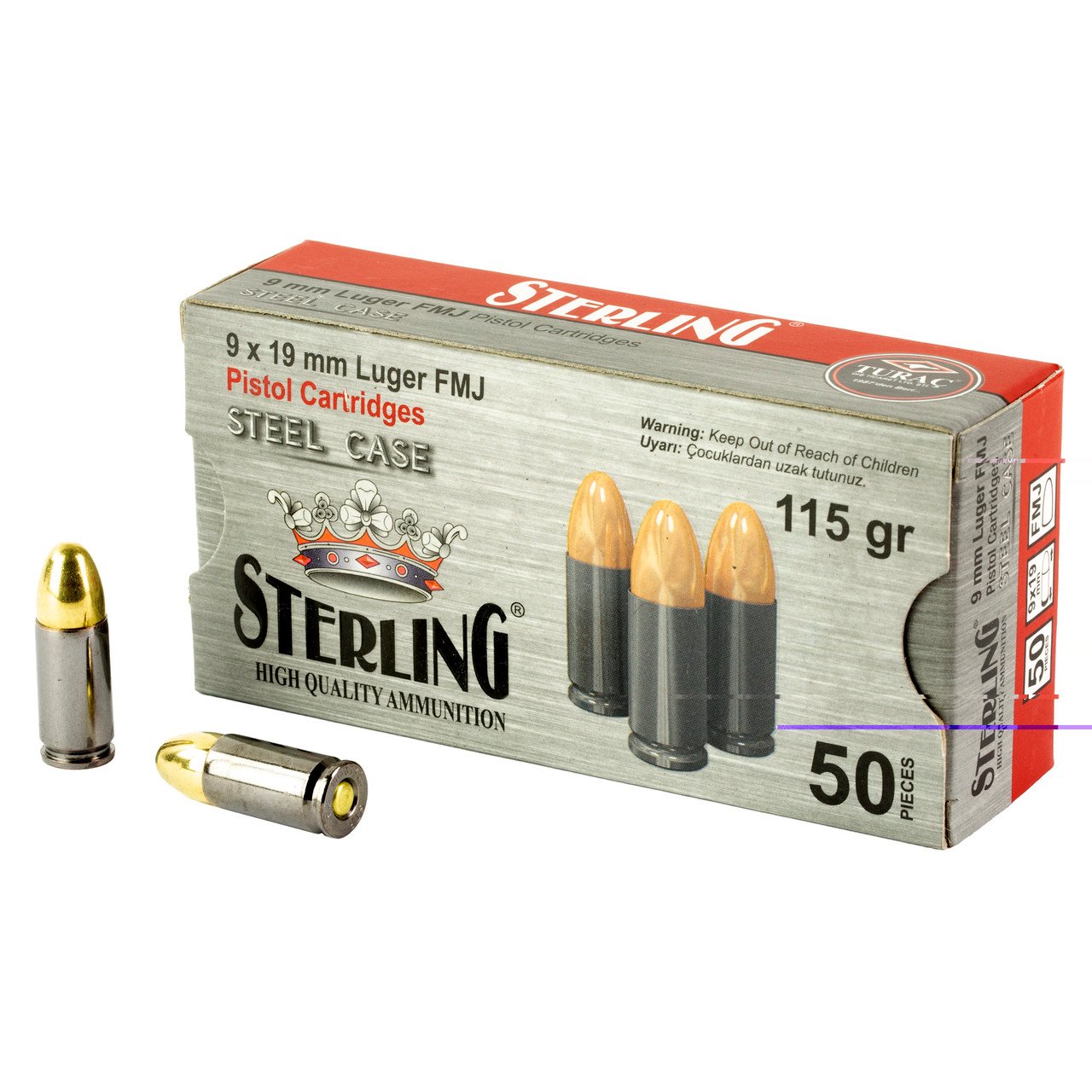 Image of Century Arms Sterling 9mm 115gr FMJ Steel Case 50/1500