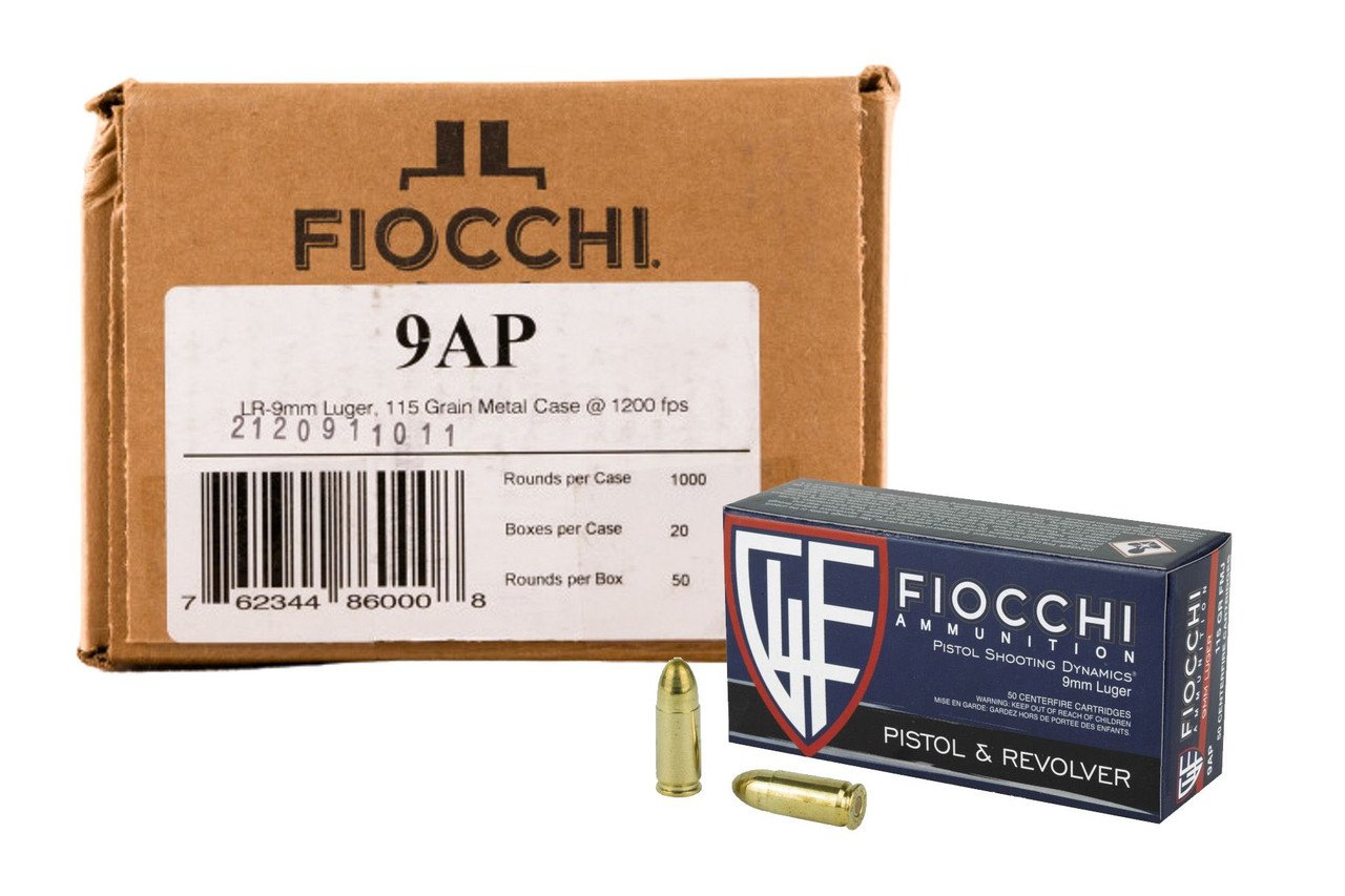 Image of Fiocchi 9mm 115gr FMJ 1,000 Round Case