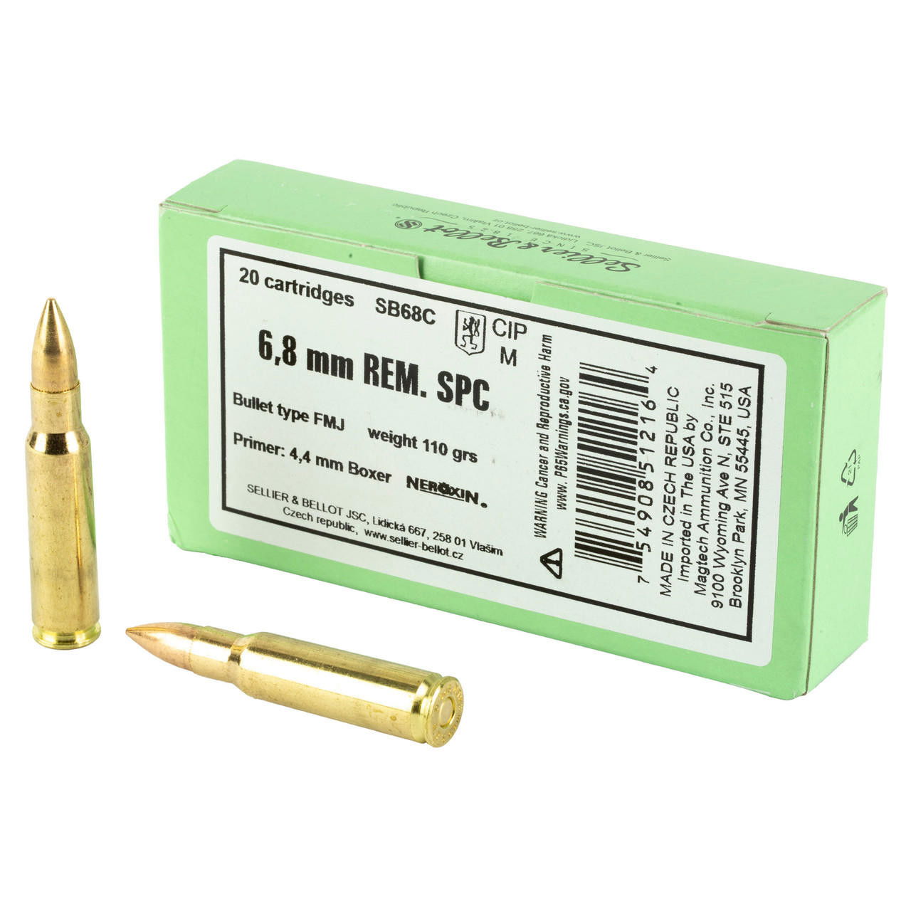 Image of S&b 6.8spc 110gr Fmj 20/1000