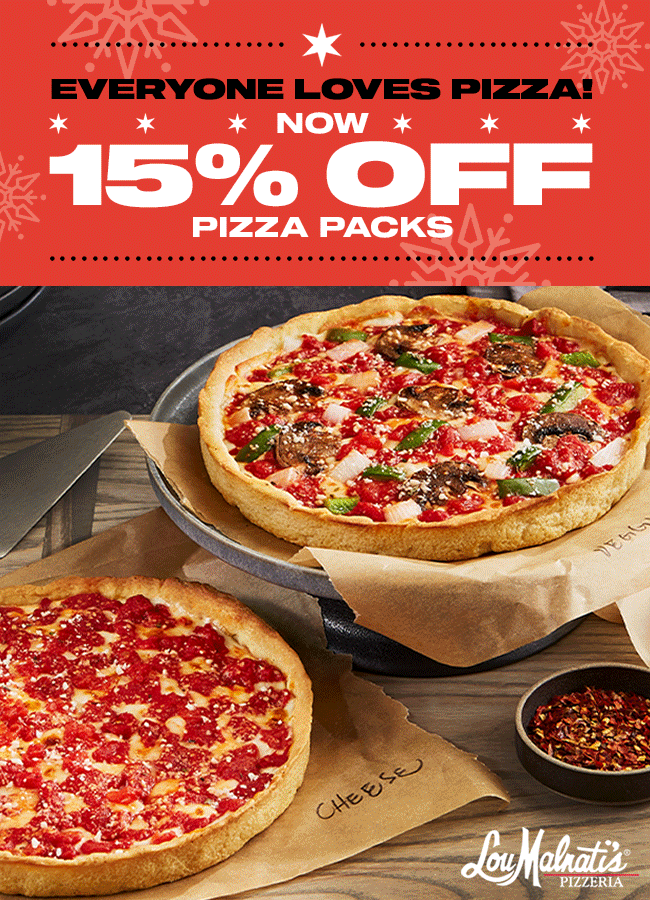 Save 15% off Pizza Packs