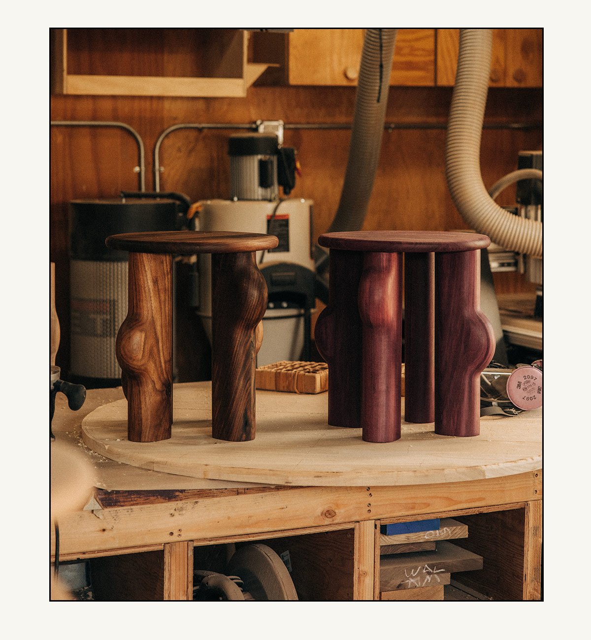 editorial image of stools made by Nikolai Lafuge