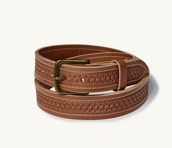 The Tooled Belt in Saddle Tan