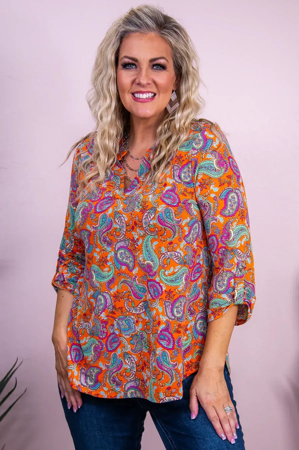 Image of Timeless Feeling Apricot/Multi Color Paisley Top - T10104AP