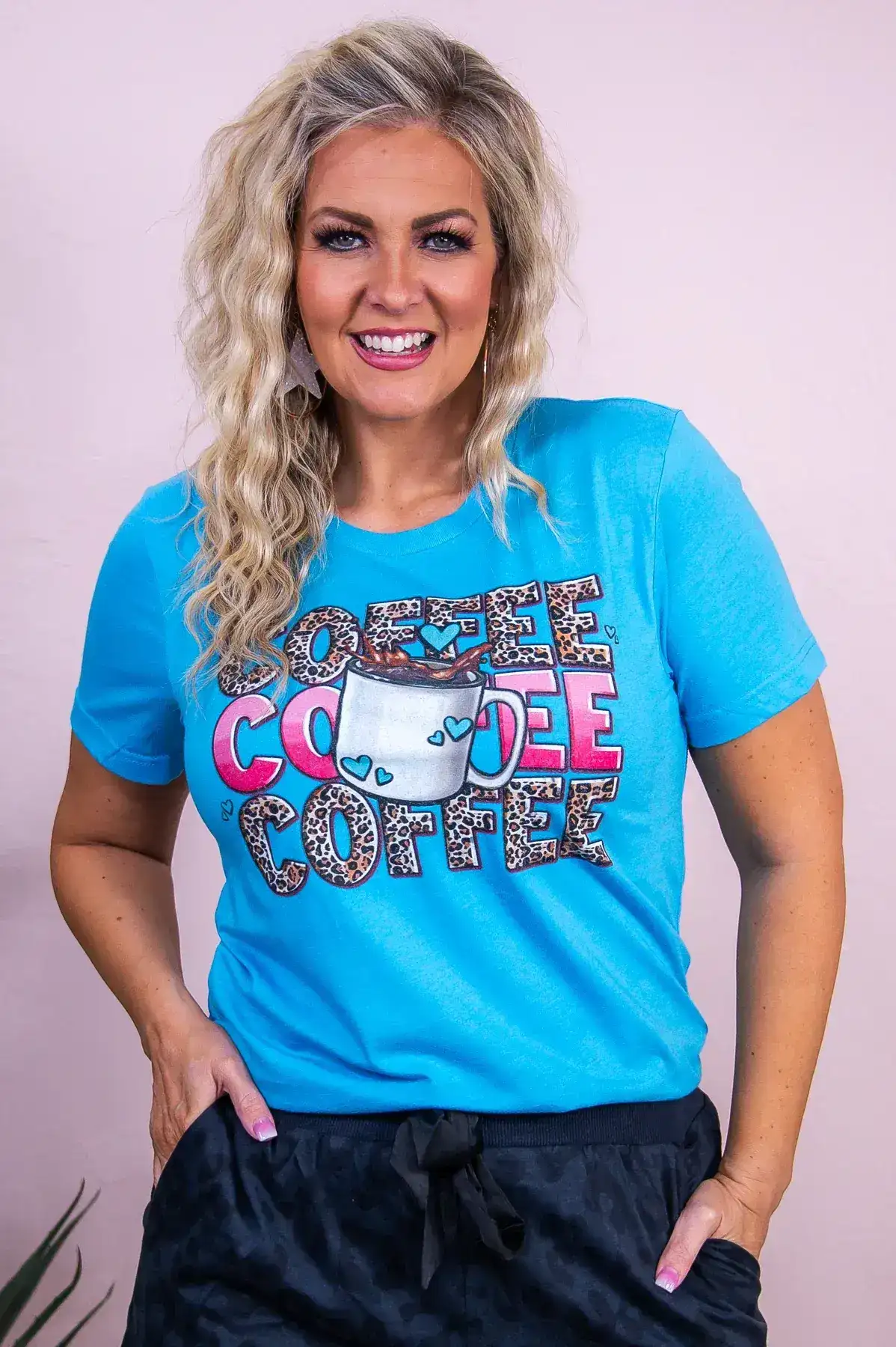 Image of Coffee Coffee Coffee Heather Aqua Graphic Tee - A3501HAQ