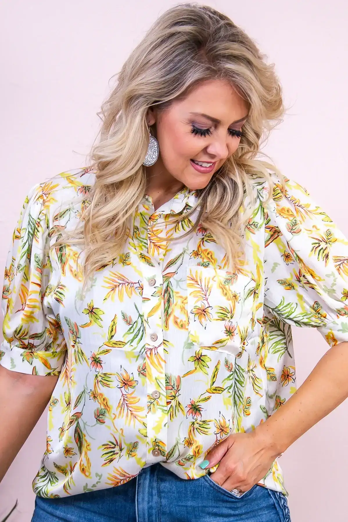 Image of Key West Couture Ivory/Multi Color Floral Top - T9491IV