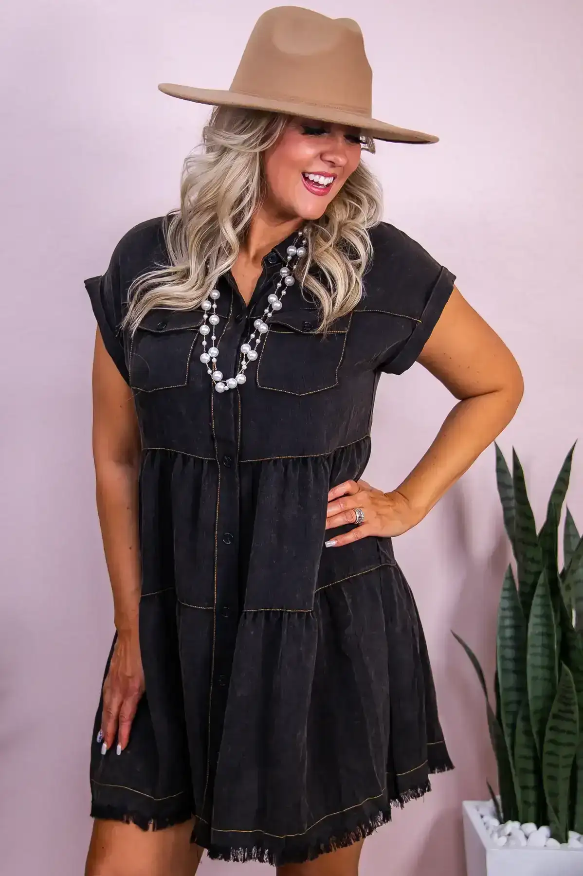 Image of Our Life Together Black Solid Dress - D5395BK