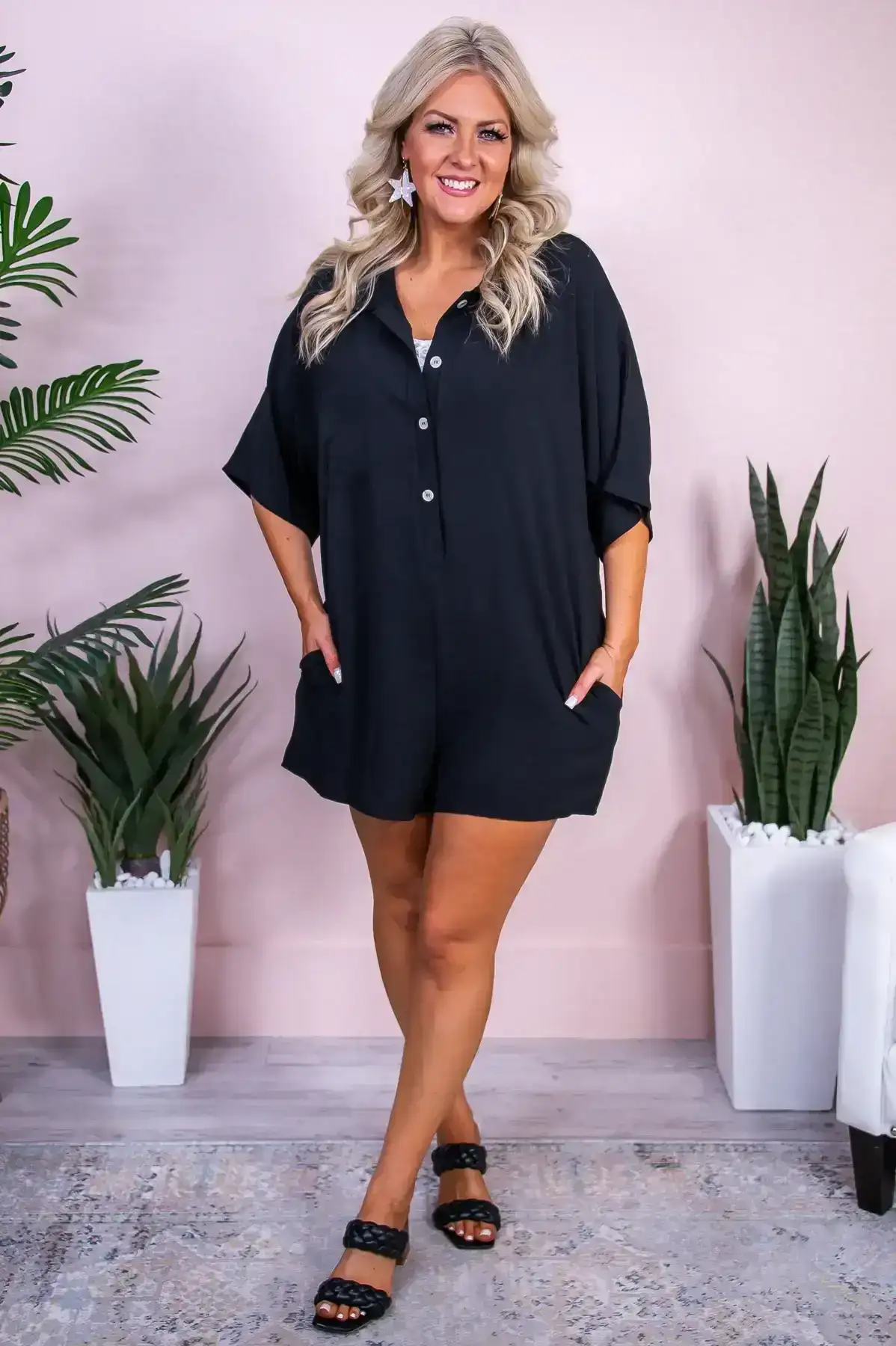 Image of Love Unscripted Black Solid Romper - RMP811BK