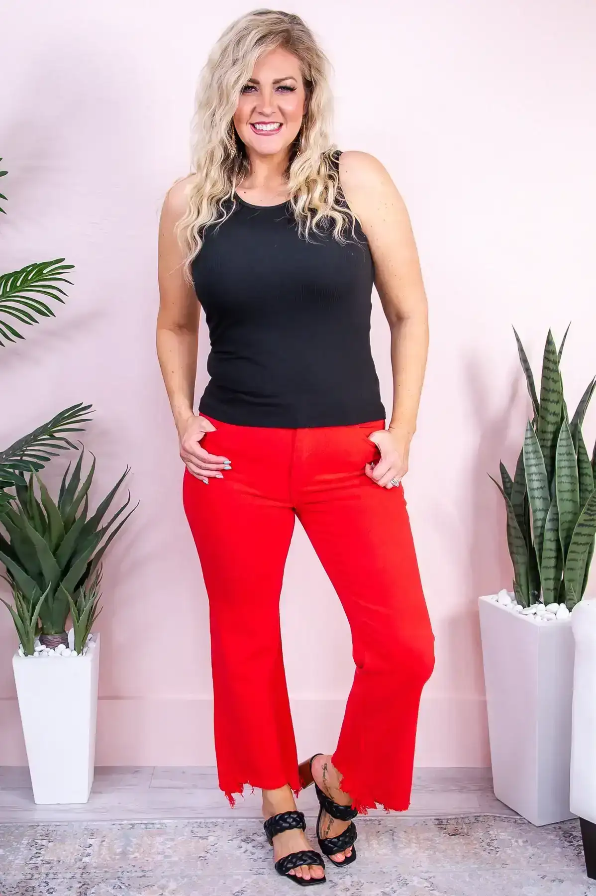 Image of Janay Red Solid Denim Jeans - K1141RD