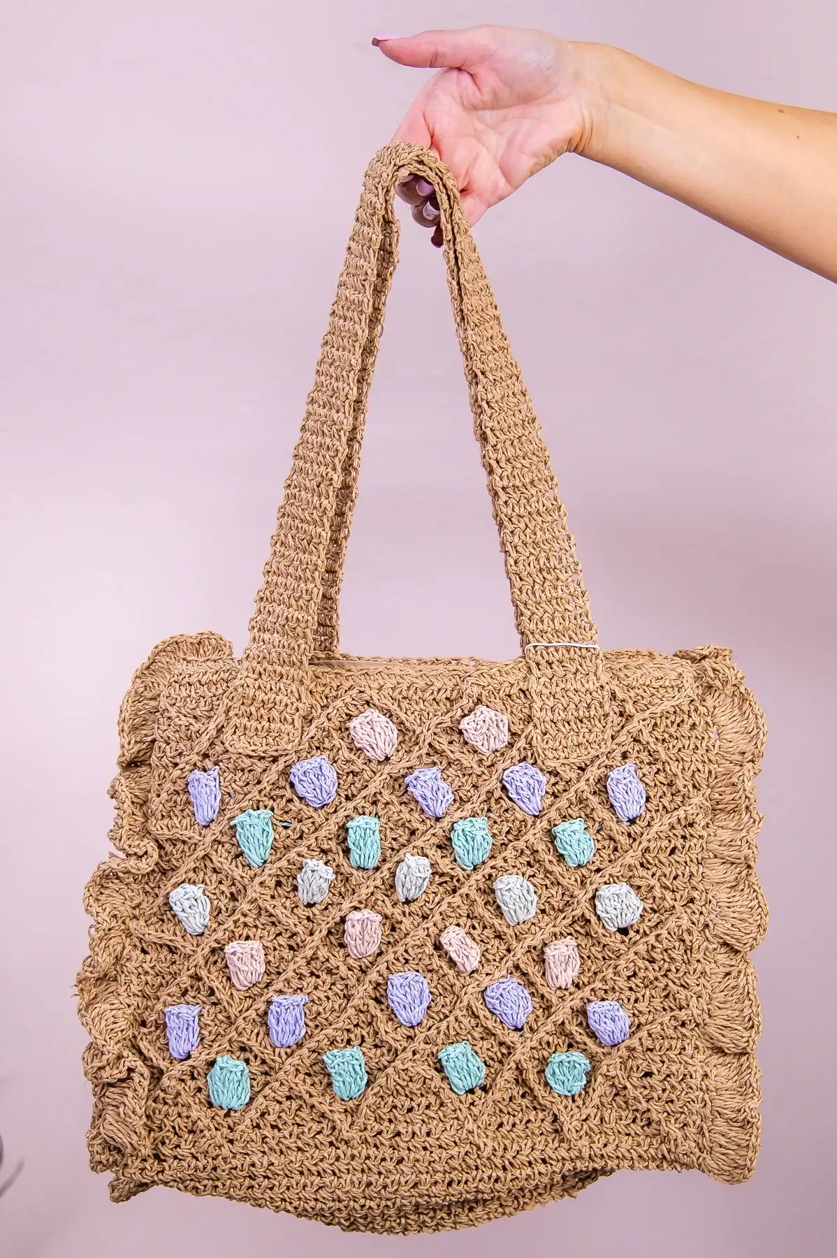 Image of Seriously Cute Natural/Multi Color Woven Bag - BAG1871NA