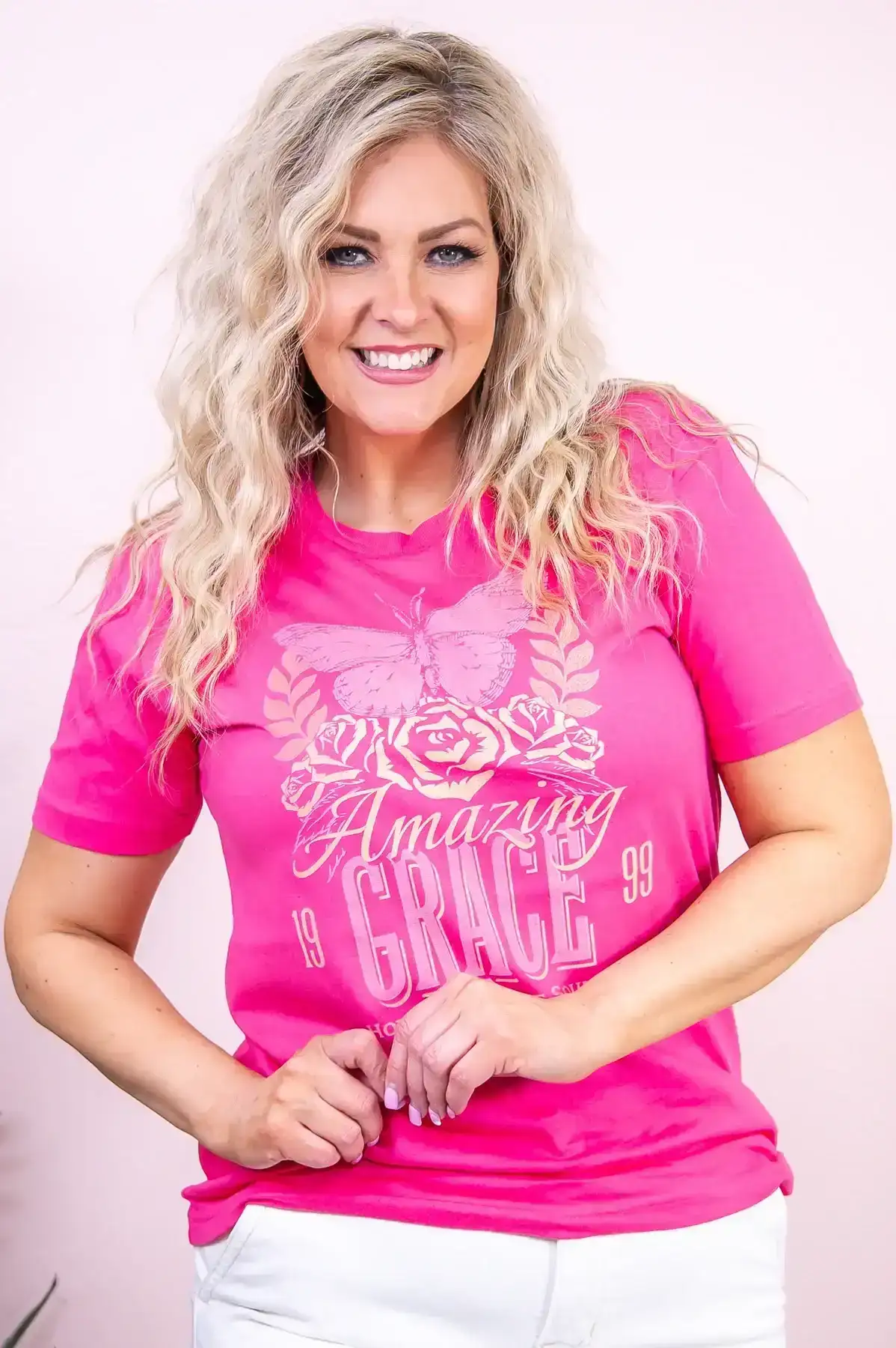 Image of Amazing Grace Hot Pink Graphic Tee - A3304HPK