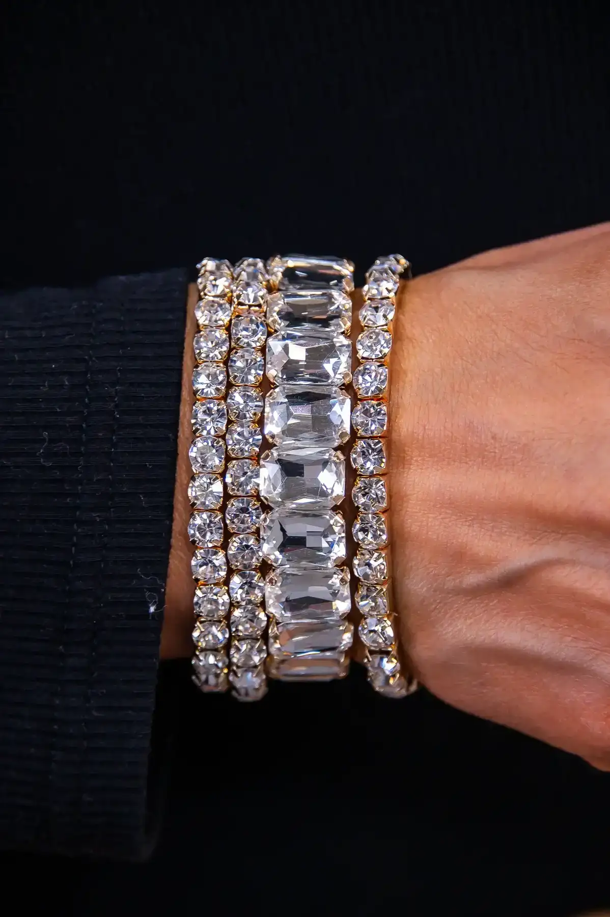 Image of Gold/Clear Bling Stackable Stretch Bracelet - BRC3386GD