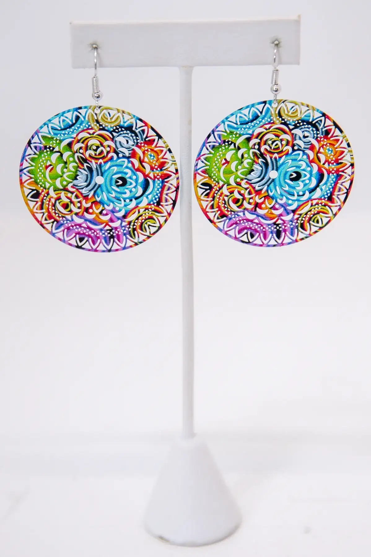 Image of Multi Color Filigree Disk Drop Earrings - EAR4270MU