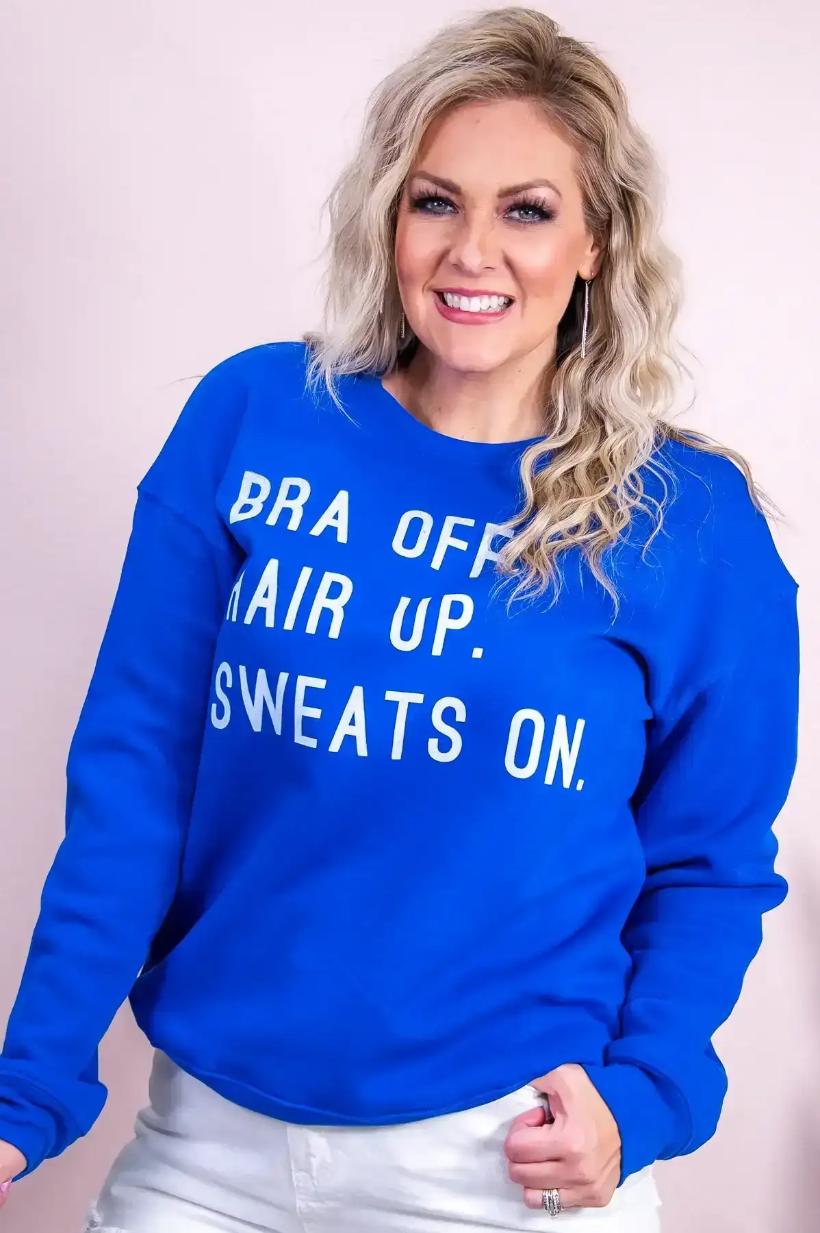 Image of Bra Off Sweats On True Royal Graphic Sweatshirt - A3282TR