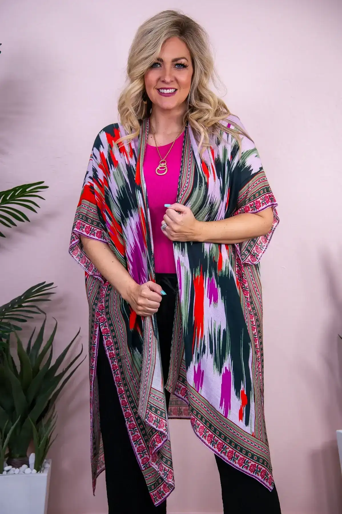 Image of Call It Chic Olive/Multi Color/Pattern Kimono - O5442OL