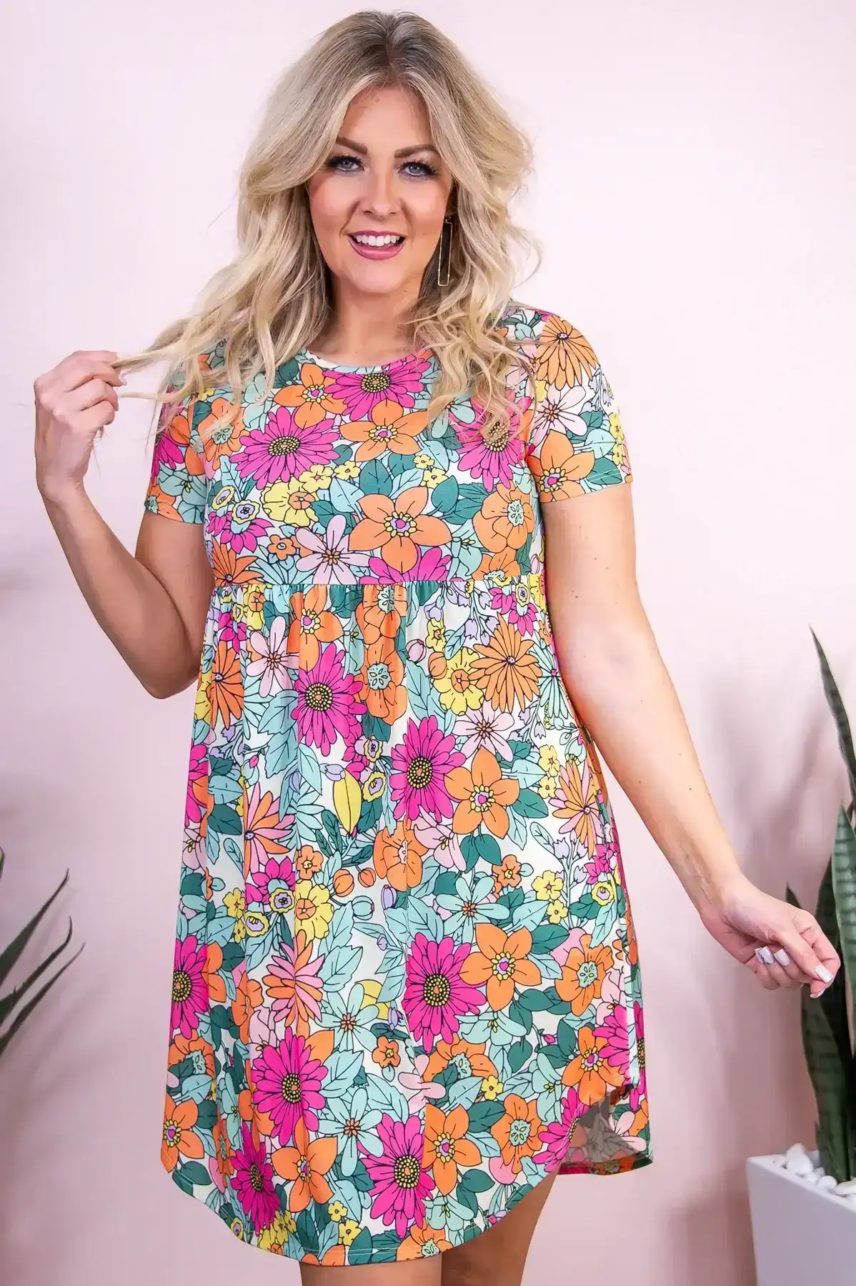 Image of Summer Gardening Sage/Multi Color Floral Dress - D5334SG