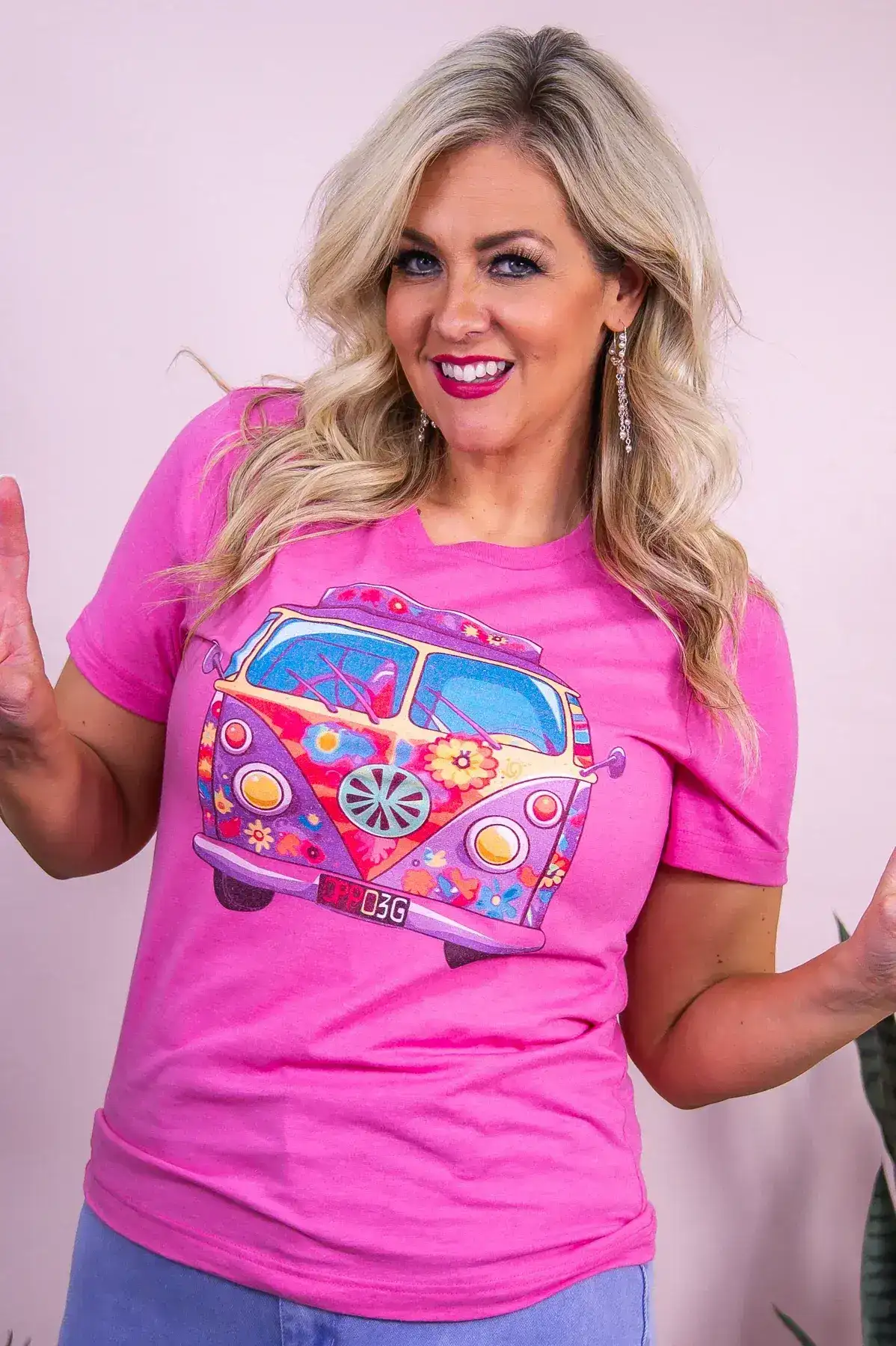 Image of Have A Hippie Day Heather Bubble Gum Graphic Tee - A3480HBG