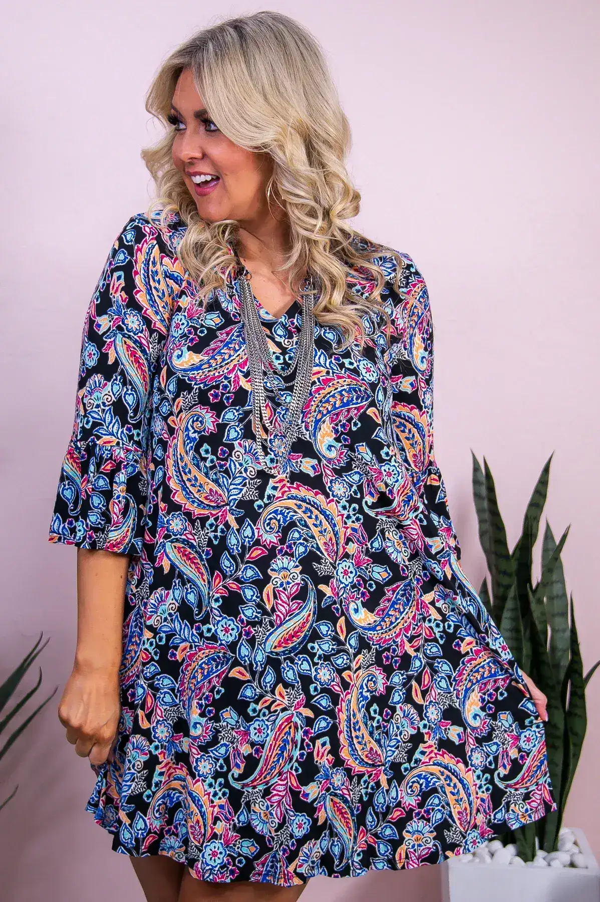 Image of Keeping You Around Black/Multi Color Floral Dress - D5480BK