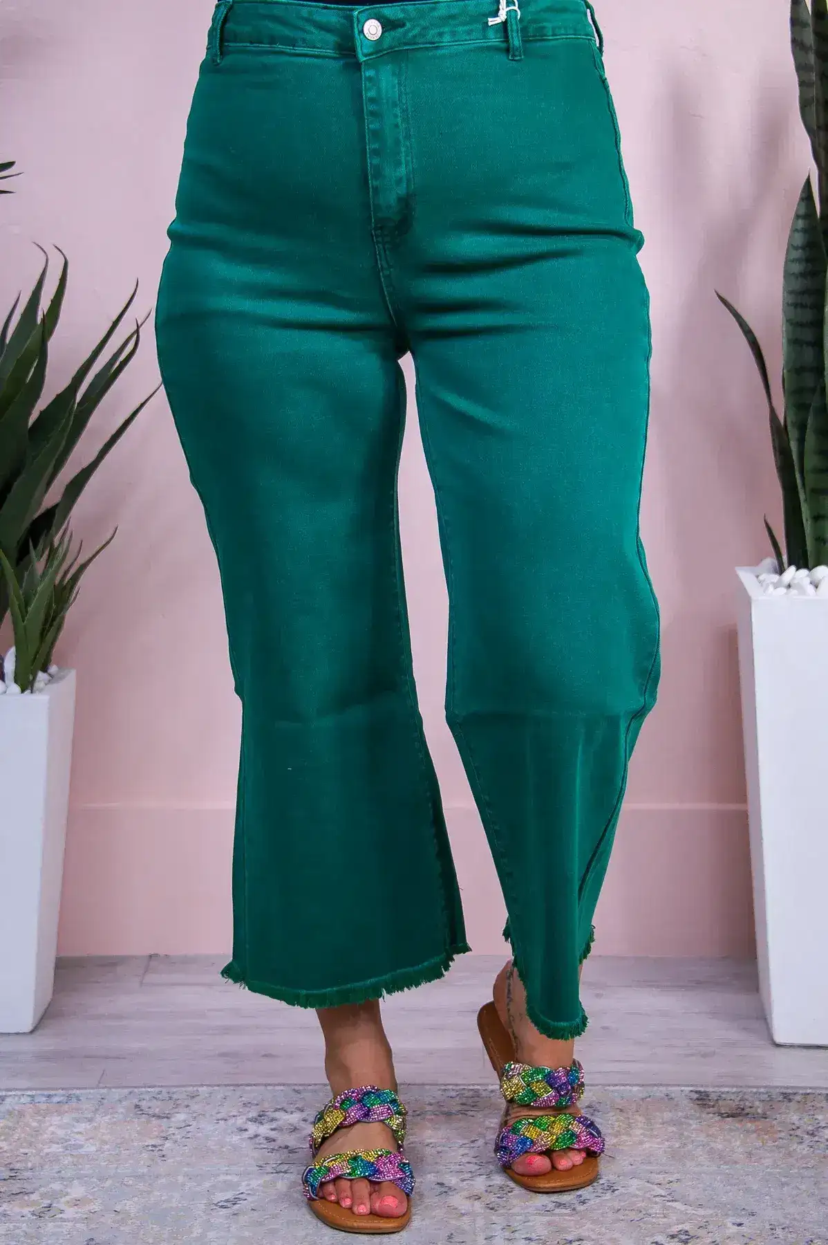 Image of Harmony Dark Green Solid Jeans - K1188DGN