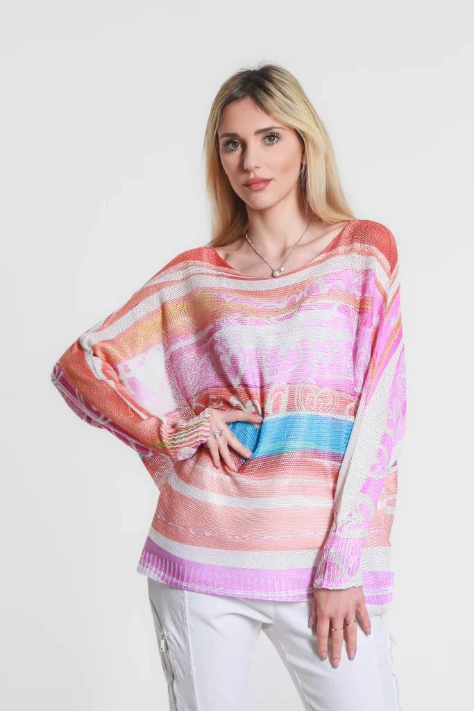 Image of Lines & Hearts Danielle Batwing Open Knit Sweater