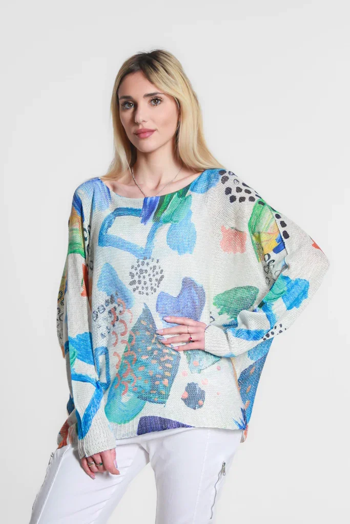 Image of Heart & Squares Danielle Batwing Open Knit Sweater