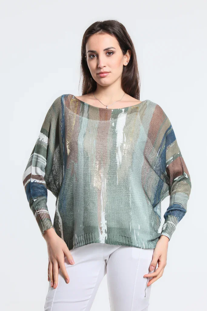 Image of Vertical Brush Danielle LS Batwing Open Knit Sweater
