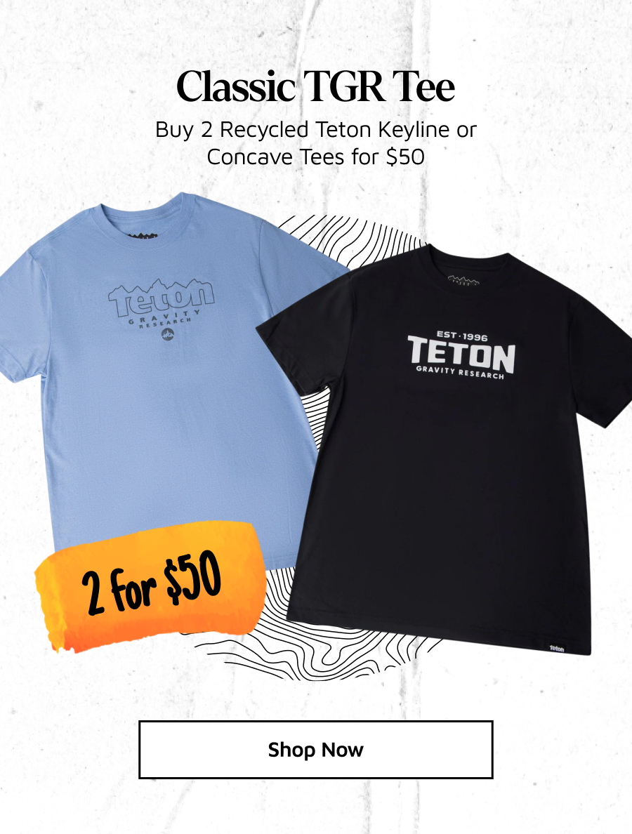 Classic TGR Tee. Buy 2 Recycled Teton or Concave Tee's for \\$50