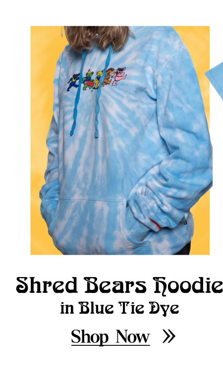 Shread Bears Hoodie in Blue Tie Dye